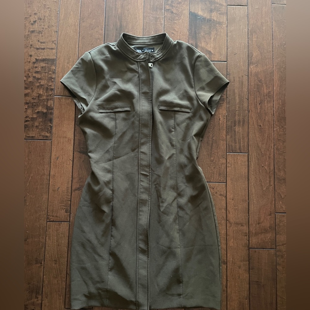 ZARA Button Down Short Sleeve Mini Dress - Picture 9 of 12